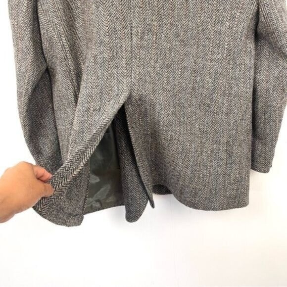 Harris Tweed 80s Wool Herringbone handwoven classic blazer sport coat gray 42 - Picture 6 of 8